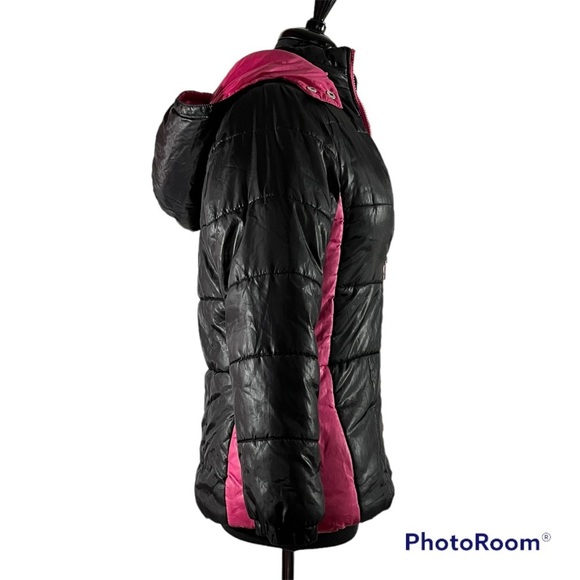Puma Girl's Puff Jacket Black and Pink GUC Size 12 Winter Ready - Picture 3 of 8